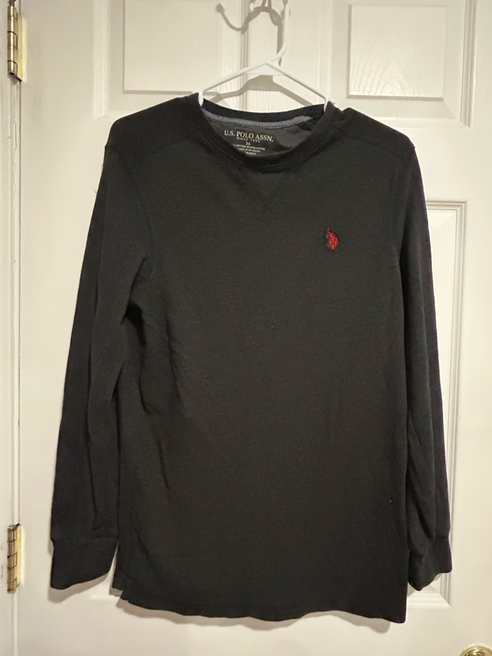 U.S. Polo Assn. Men’s Long Sleeve Black Crewneck with Red Pony Logo size M